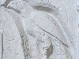 un oiseau sculpté sur le mur