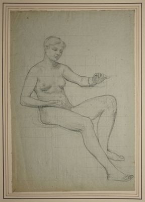 DAUBAN Jules Joseph, attribué à, Nu assis vers la droite bra… - Photo 1