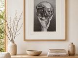 a picture of a living room with a picture on the wall