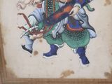 a picture of a painting of a man carrying a gun