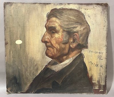 un vieux tableau représentant un homme en costume-cravate