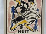 tableau représentant un couple assis sur une chaise devant un mur blanc