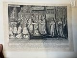 a drawing of a group of people standing in a room