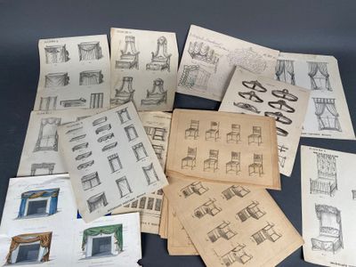 de nombreux dessins représentant différents types de meubles posés sur la table