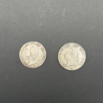 deux pièces d'argent, dont l'une représente une tête et l'autre une couronne