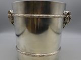 silver plated ice bucket with handles and rope handles