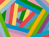 an abstract painting of multicolored lines in a square