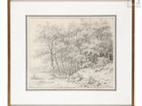 an image of a drawing of a wooded landscape with trees