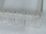a close up of a clear plastic tray with leaves on it