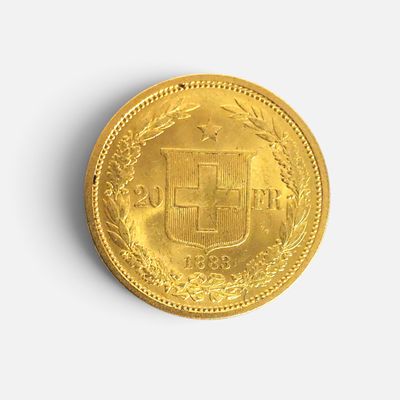 une pièce d'or ornée d'un blason