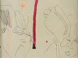 un dessin représentant un homme et une femme sur un mur
