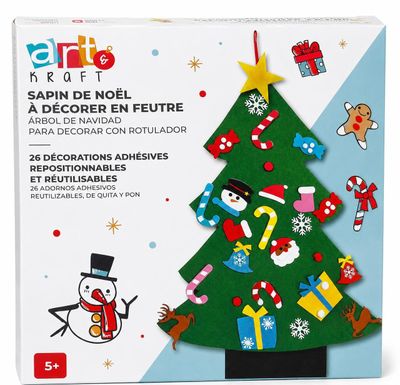 un gros plan d'un sapin de Noël en feutre