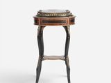a black and gold table with a marble top