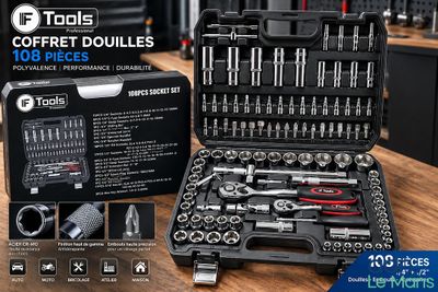Les outils se trouvent dans la boîte posée sur la table, prêts à l'emploi.