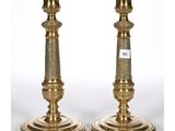 pair of antique brass candlesticks