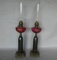 Paire de lampes à pétrole fut guerre de 1914-1918 monture br…