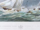 a painting of a sailboat in the middle of the ocean