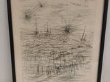 an image of a drawing of a boat in a body of water