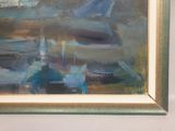 a picture of a painting of a boat in the water