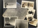 several black and white photos of people and airplanes in an old book
