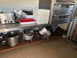 many pots and pans on the counter in the kitchen