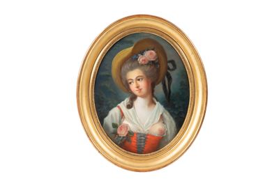 portrait d'une jeune fille coiffée d'un chapeau de paille et d'une fleur dans les cheveux