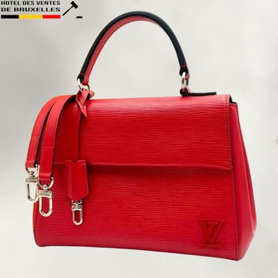 louis vuitton red epi leather handbag with gold hardware
