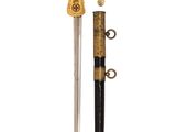 a close up of a sword on a white background with a white background