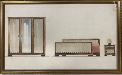 École du XXème siècle Étude de mobilier Chippendale