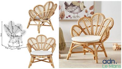 Fauteuil au design paon très tendance, en rotin naturel, ave…