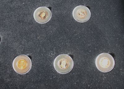 six cups with different types of food in them on a table