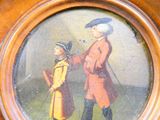 tableau représentant un homme et un enfant dans un champ, en compagnie d'un chien