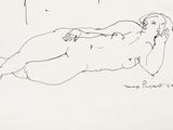 un dessin représentant une femme nue allongée sur le sol