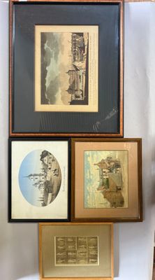 de nombreuses photos accrochées au mur au-dessus des toilettes