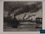 une image représentant un dessin en noir et blanc d'un bateau sur l'eau