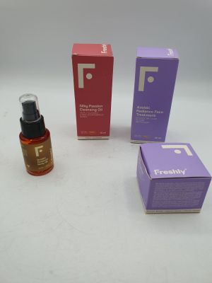 three different types of facial care products sitting on a white surface