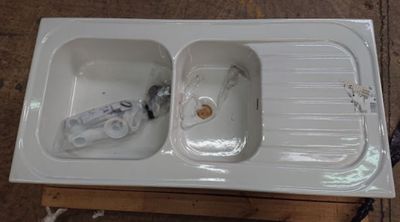 Evier ROMANS GEBERIT à poser - 2 cuves 1 égouttoir avec vida…