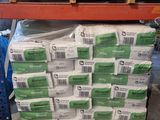 a pallet full of boxes of toilet paper on a pallet