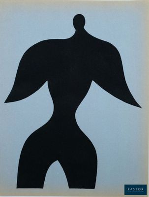 une peinture en noir et blanc représentant un homme avec un oiseau sur le dos