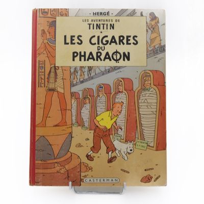 Tintin Les cigares du pharaon Dos toilé rouge B29 1960