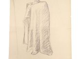un vieux dessin représentant un homme vêtu d'une cape et d'un chapeau