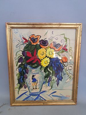 une image d'une peinture de fleurs dans un vase