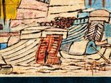 a picture of a painting of a boat in the water