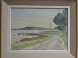 a picture of a painting of a boat on the water