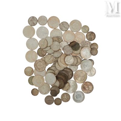 a pile of old coins on a white background