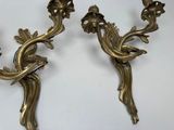 pair of antique brass wall sconces with flowers and leaves