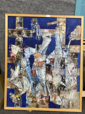a picture of a painting on display in a room