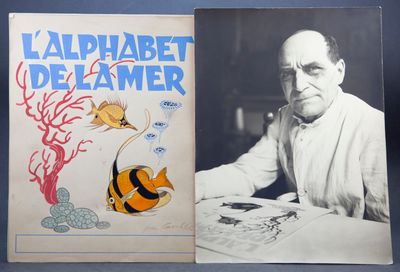 an old book with a picture of a man sitting at a table