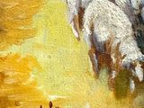 a painting of a herd of sheep in a field