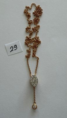 Collier Cravate en or rose, soutenant un Pendentif serti d'u…